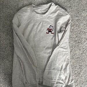 Antigua Browns Light Gray Sweatshirt with Browns Embroidery